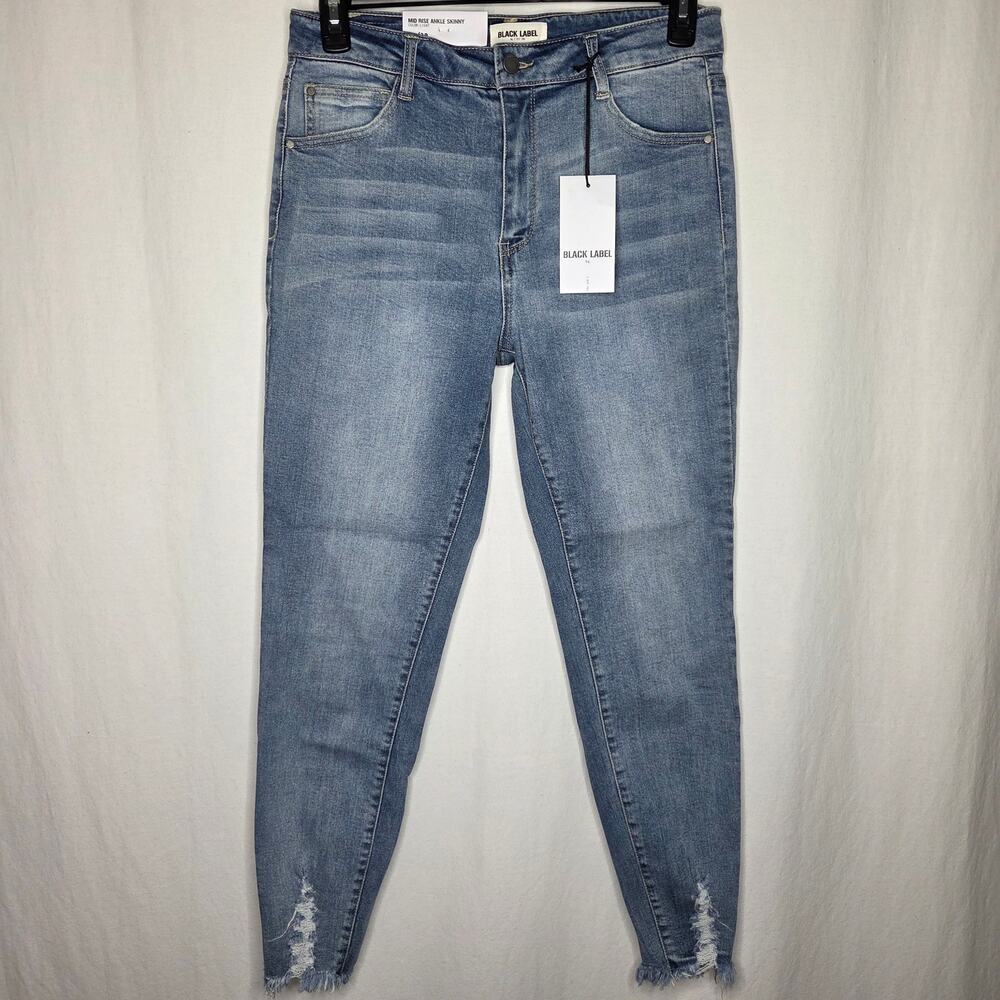 Black Label C'est Toi Mid Rise Ankle Skinny Distressed Jeans NWT 13/30